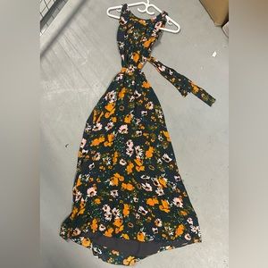 Midi dress floral cut out back back tie